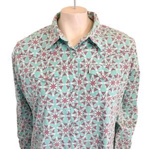 VTG WRANGLER Rhinestone Snap Medallion Star Long Sleeve Western Shirt SZ XL